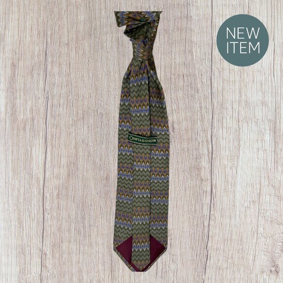 Croft & Barrow Zigzag Pattern Silk Tie - Green Yellow & Blue - Picture 12 of 12